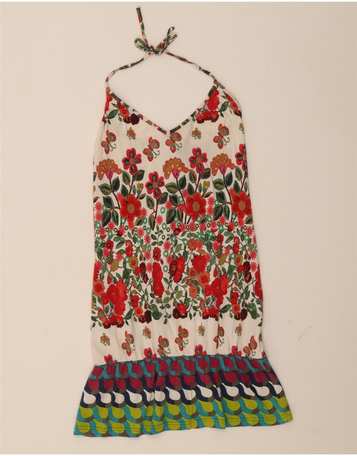 DESIGUAL Womens Halter Top UK 8 Small Multicoloured Floral Cotton Vintage Desigual and Second-Hand Desigual from Messina Hembry 