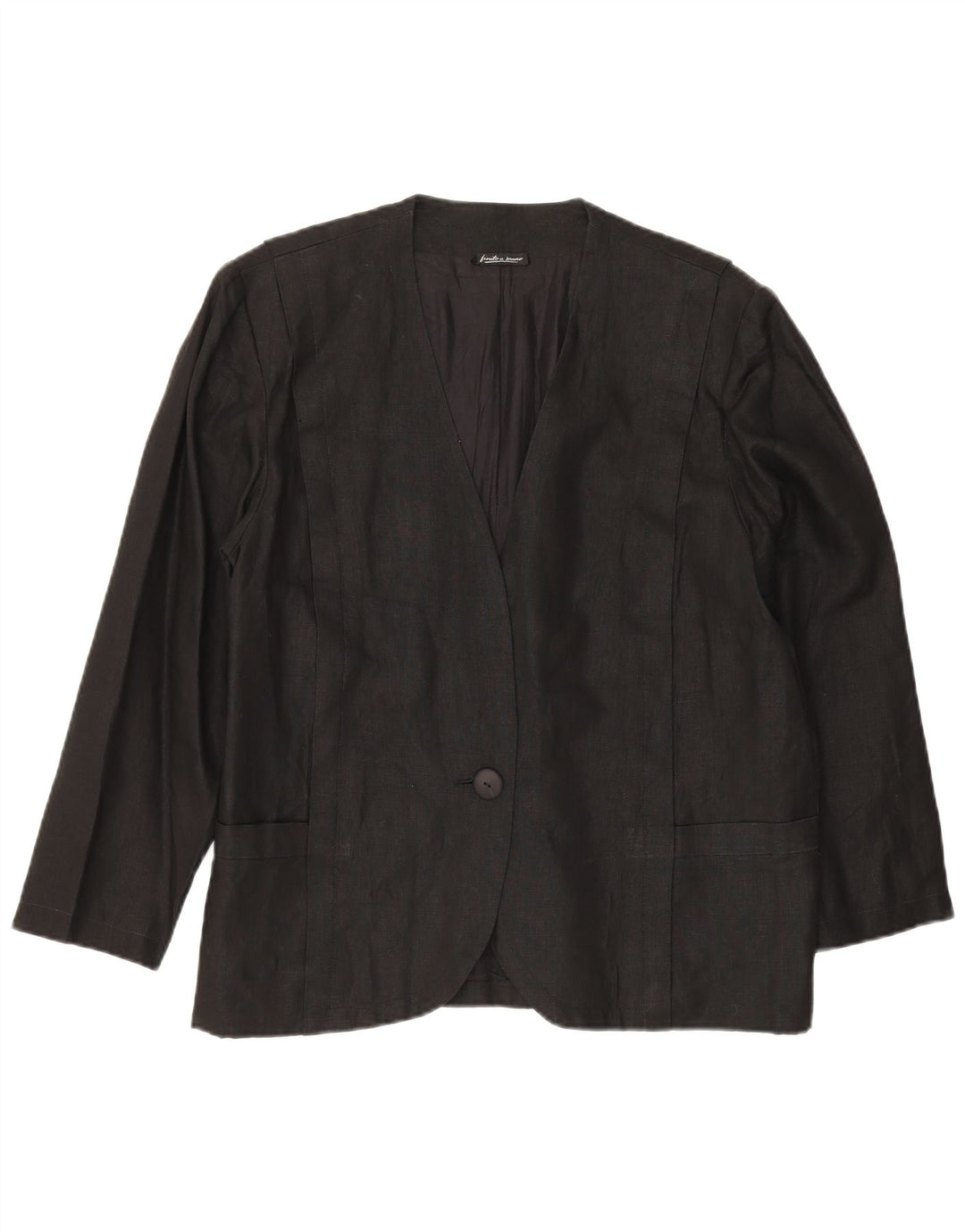 Vintage mujer 1 botón Blazer chaqueta Reino Unido 14 grande negro