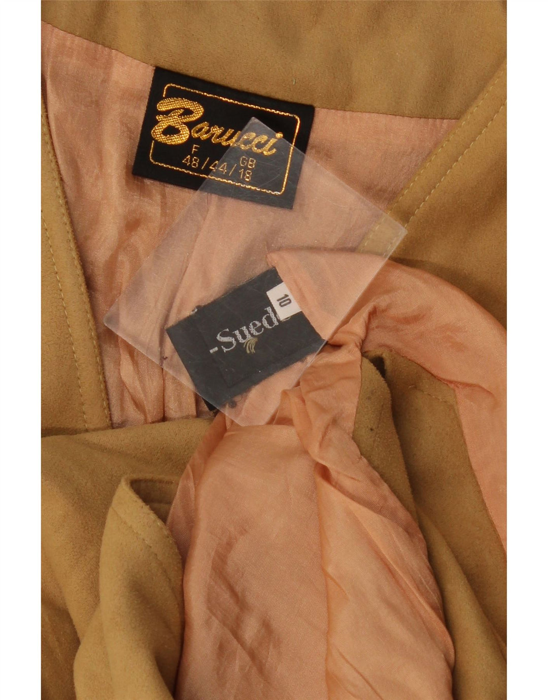 VINTAGE Chaleco de ante para mujer Reino Unido 18 XL Beige