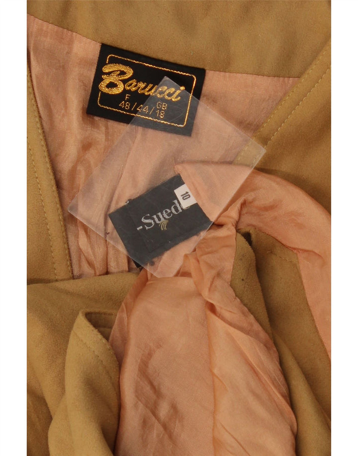 VINTAGE Chaleco de ante para mujer Reino Unido 18 XL Beige