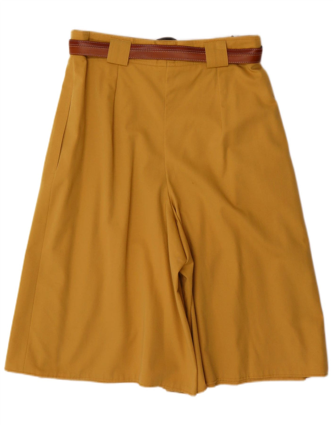 Vintage mujeres pegadas bermudas pantalones cortos Reino Unido 16 grande W30 poliéster amarillo