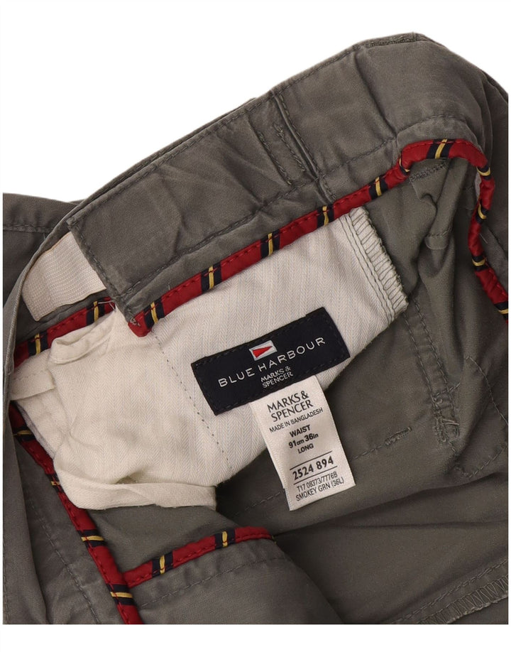 Marks & Spencer Pantalones cortos chinos Blue Harbor para hombre W36 Algodón gris grande