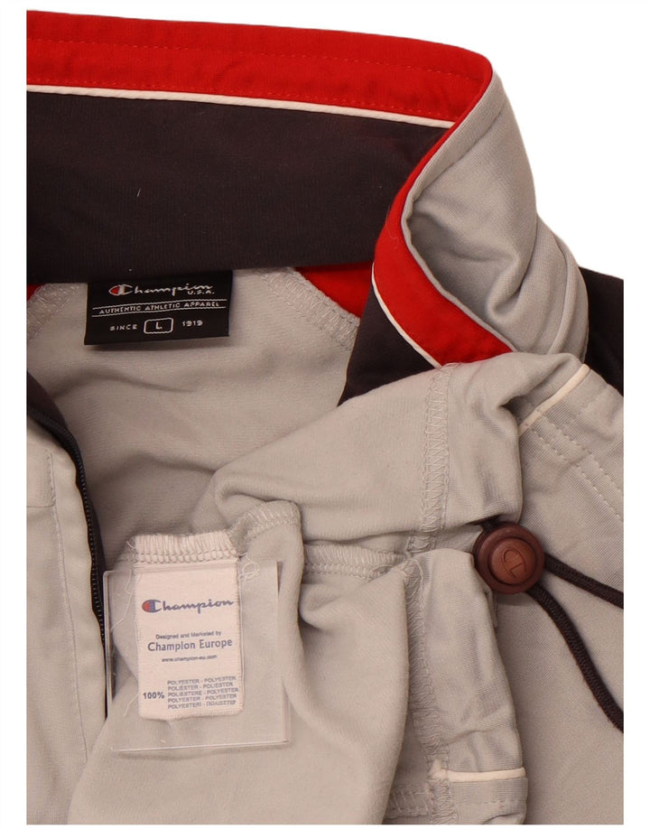 Champion Chaqueta De Chándal Para Hombre Grande Gris Colorblock Poliéster