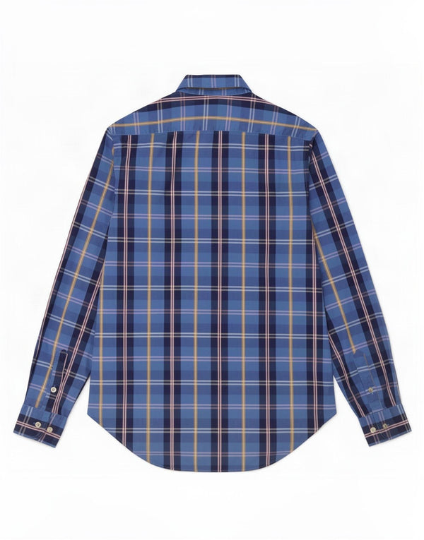 Henry Cottons Camisa para hombre Talla 39 Algodón a cuadros azul mediano