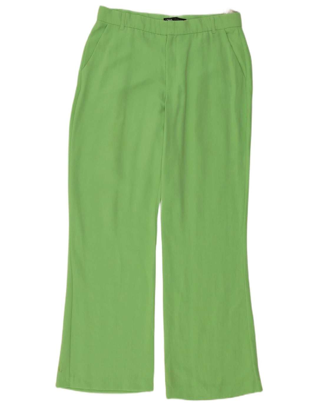 Zara Mujer Pantalón Chino Recto Grande W34 L33 Poliéster Verde