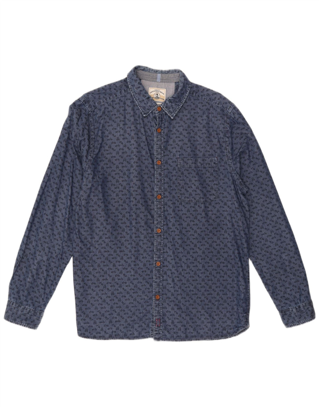 Camisa de corte slim con estampado abstracto de hombre de White Stuff en algodón azul grande