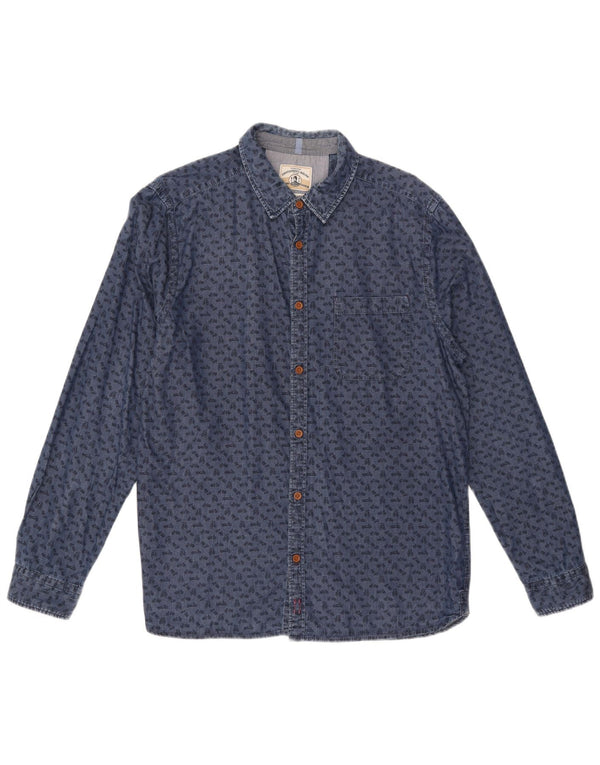 Camisa de corte slim con estampado abstracto de hombre de White Stuff en algodón azul grande