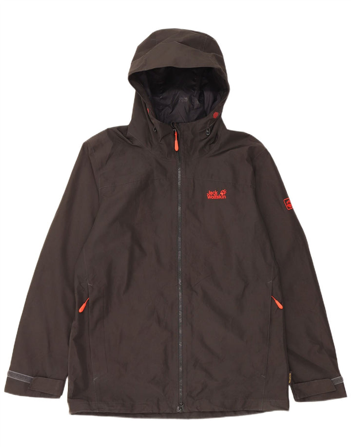 Jack Wolfskin Chaqueta cortavientos con capucha para hombre UK 40 Large Poliéster negro