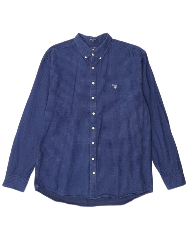 GANT Camisa Regular Fit Hombre Talla 45/46 18 2XL Algodón Geométrico Azul