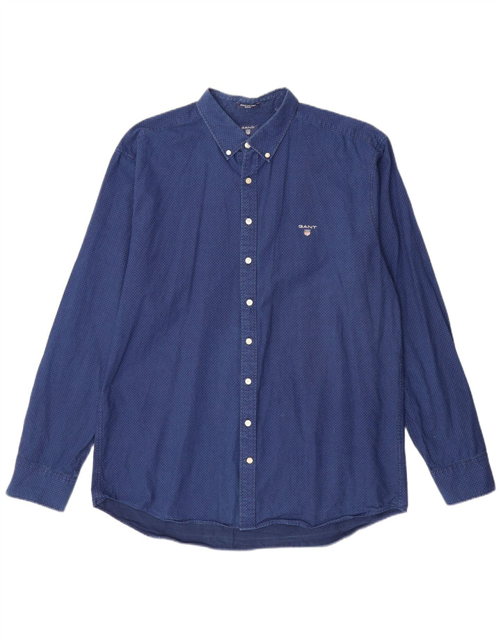 GANT Camisa Regular Fit Hombre Talla 45/46 18 2XL Algodón Geométrico Azul