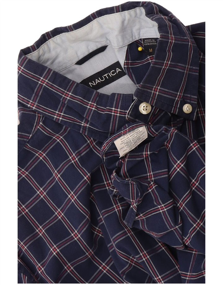 Nautica Camisa de manga corta para hombre de algodón a cuadros azul marino mediano