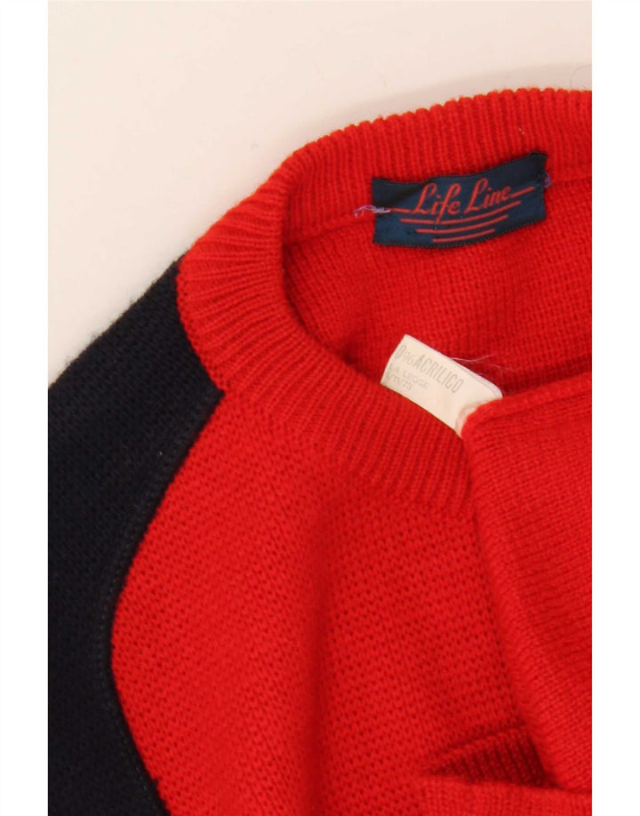 Jersey Life Line Hombre Con Cuello Redondo De Lana Color Block Rojo Medio