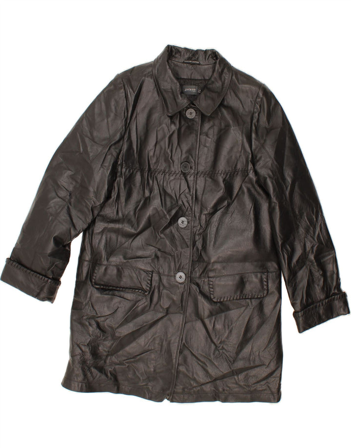 OVIESSE Womens Leather Coat IT 48 XL Black Leather Vintage Oviesse and Second-Hand Oviesse from Messina Hembry 