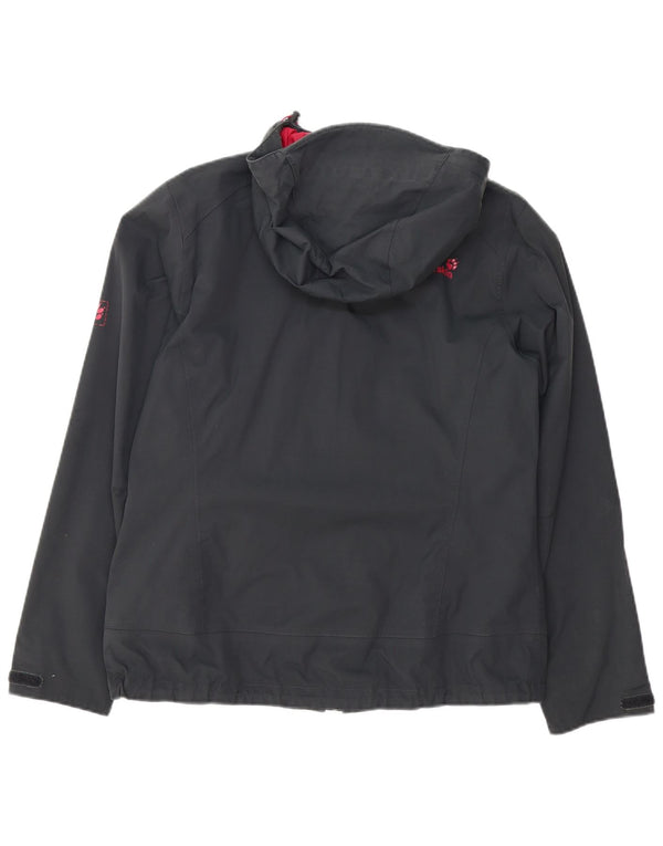 Jack Wolfskin Chaqueta impermeable con capucha para mujer UK 46 Grande Gris Poliamida