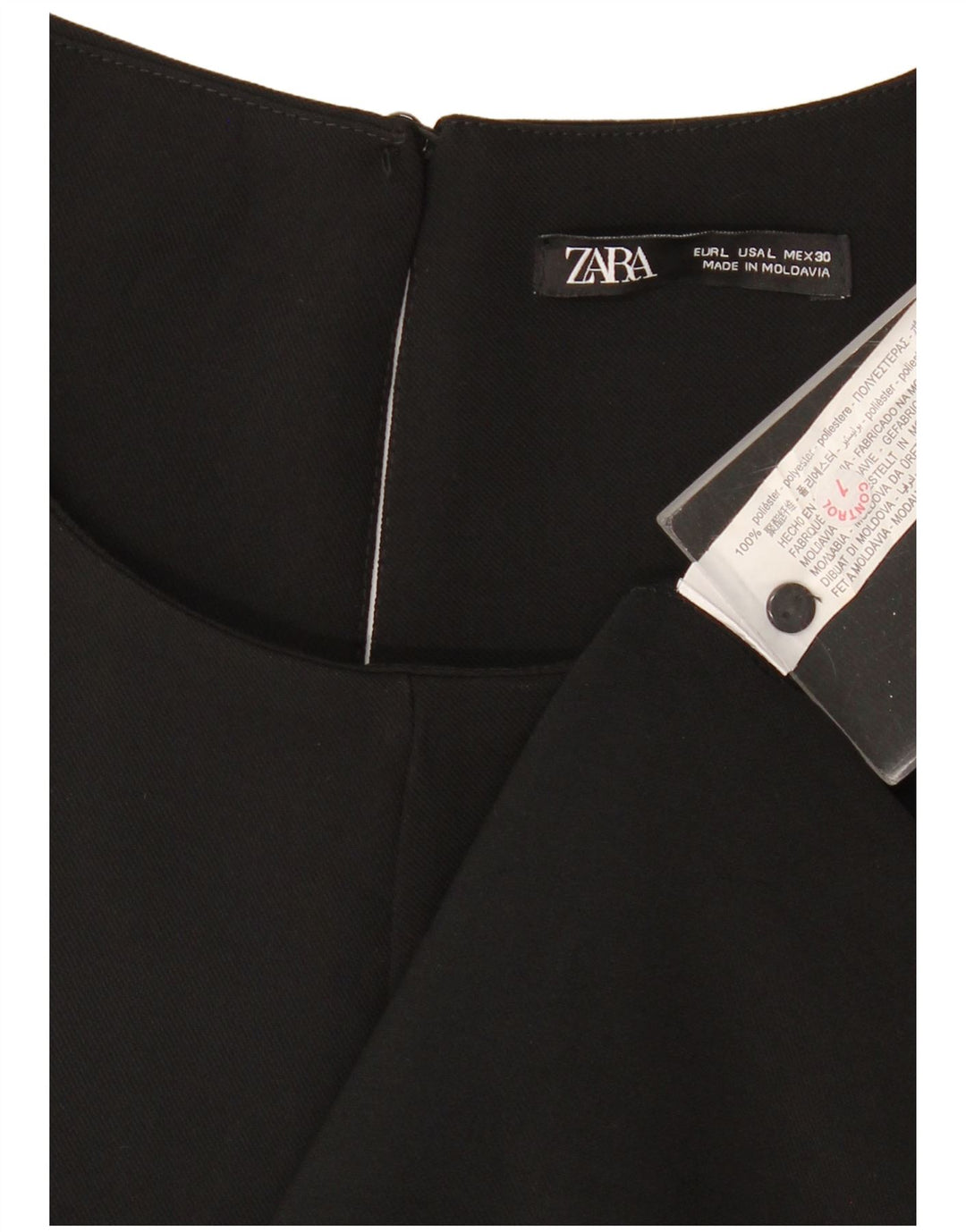 Zara Mujer Vestido Sin Mangas Tienda UK 46 Grande Poliéster Negro