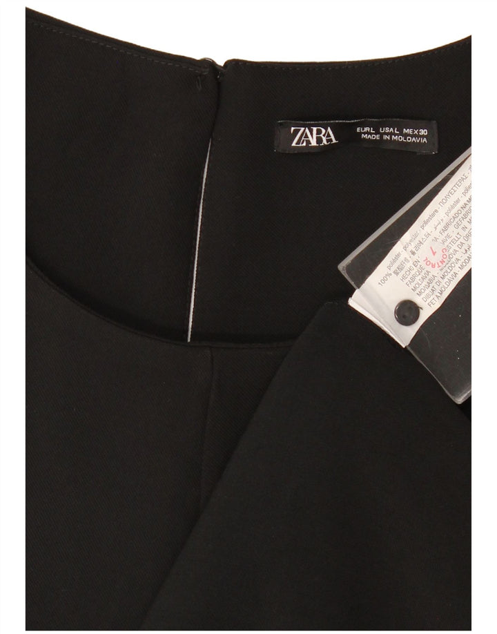Zara Mujer Vestido Sin Mangas Tienda UK 46 Grande Poliéster Negro