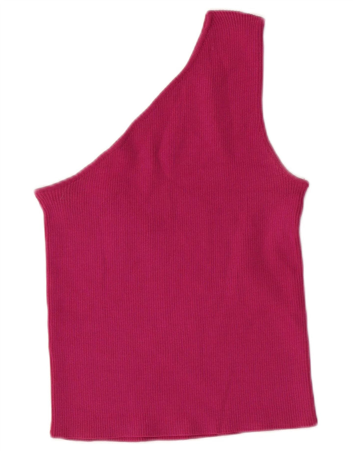 ZARA Top corto de un hombro para mujer UK 8 Small Nylon rosa