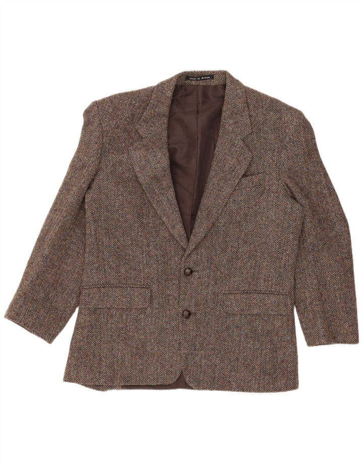 Harris Tweed Chaqueta tipo blazer de 2 botones para hombre Reino Unido 40 Lana de espiga marrón grande