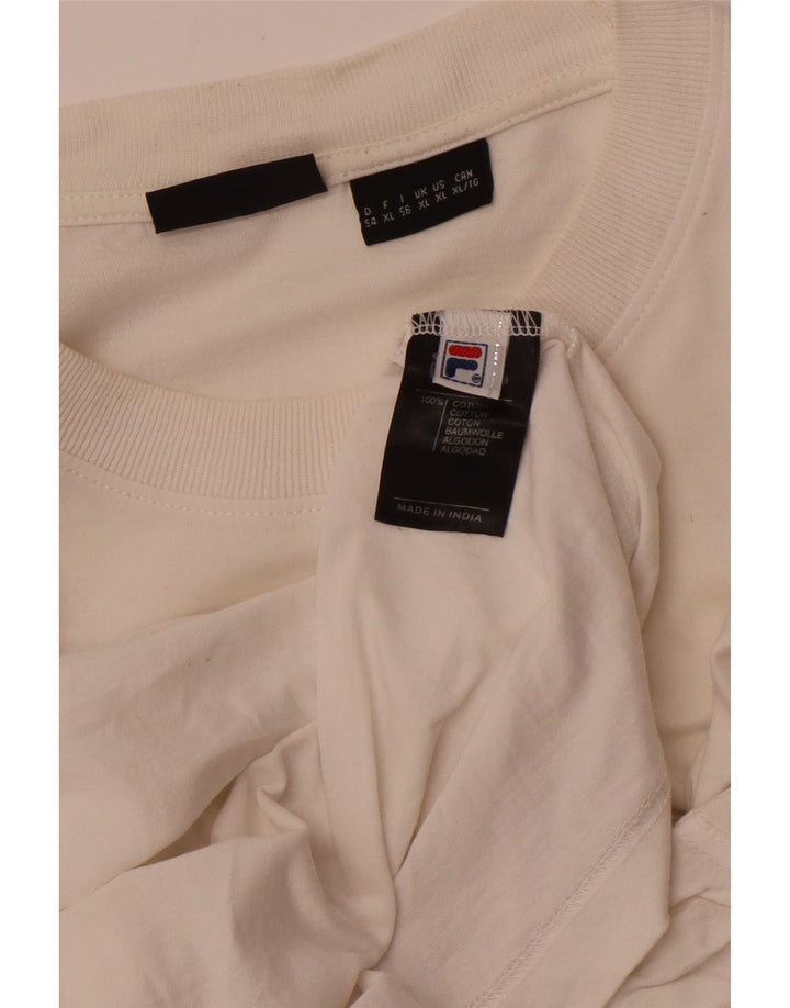 FILA Camiseta gráfica para hombre Top XL Algodón blanco