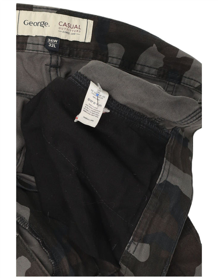 Pantalón cargo George para hombre W36 L32 Algodón de camuflaje multicolor
