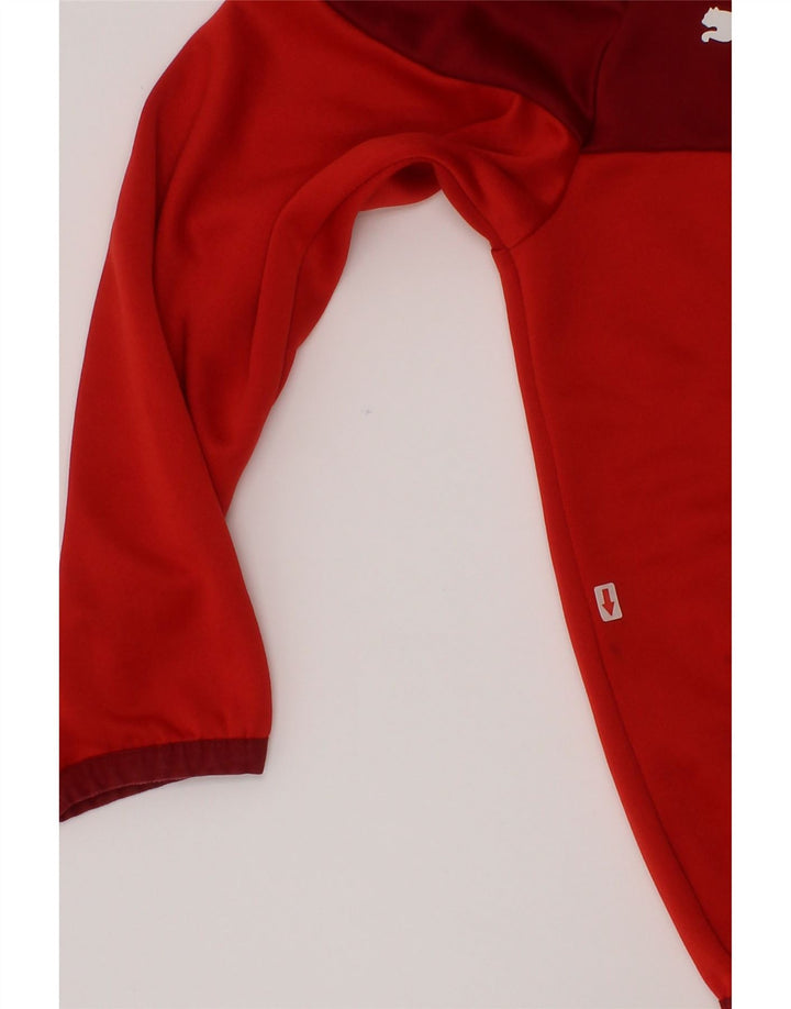 Puma - Chándal con cremallera y cuello para niños, color rojo, 7-8 años