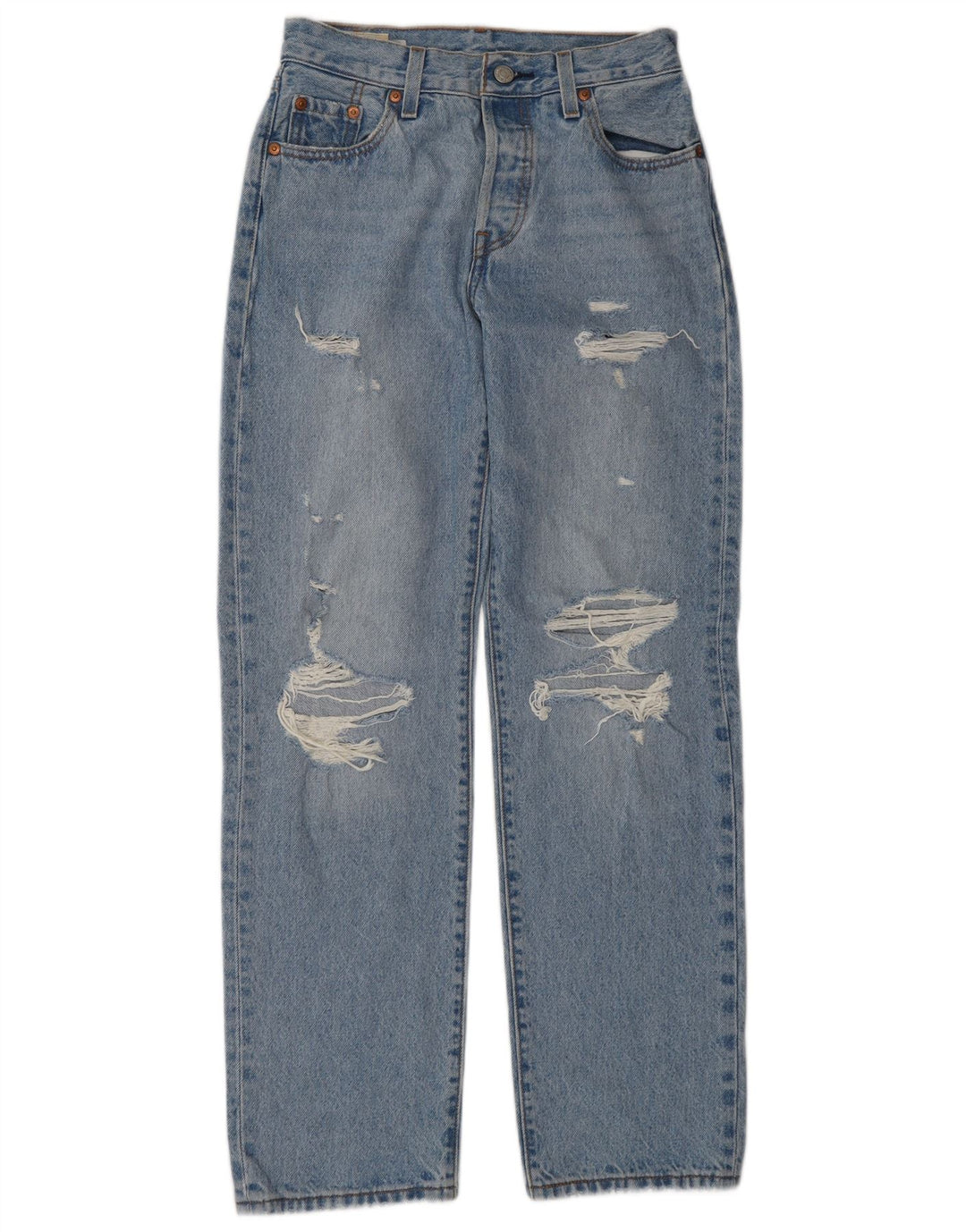 Levi's Mujer 501 Vaqueros Rectos Desgastados W23 L30 Algodón Azul