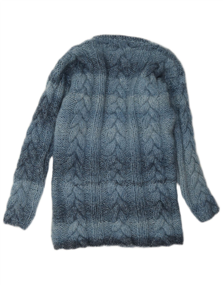Vintage mujer V-cuello jumper suéter Reino Unido 12 azul medio rayas