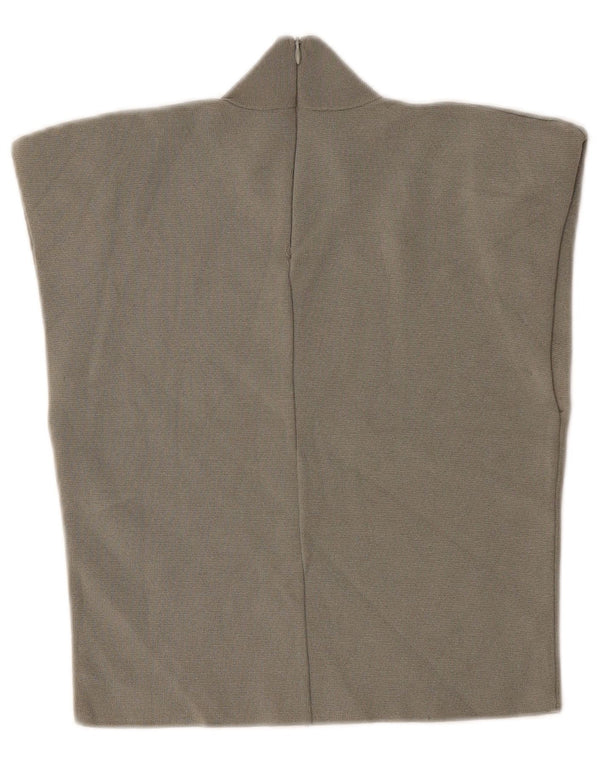 Zara Blusa Corta Sin Mangas para Mujer Top UK 44 Viscosa Gris Grande