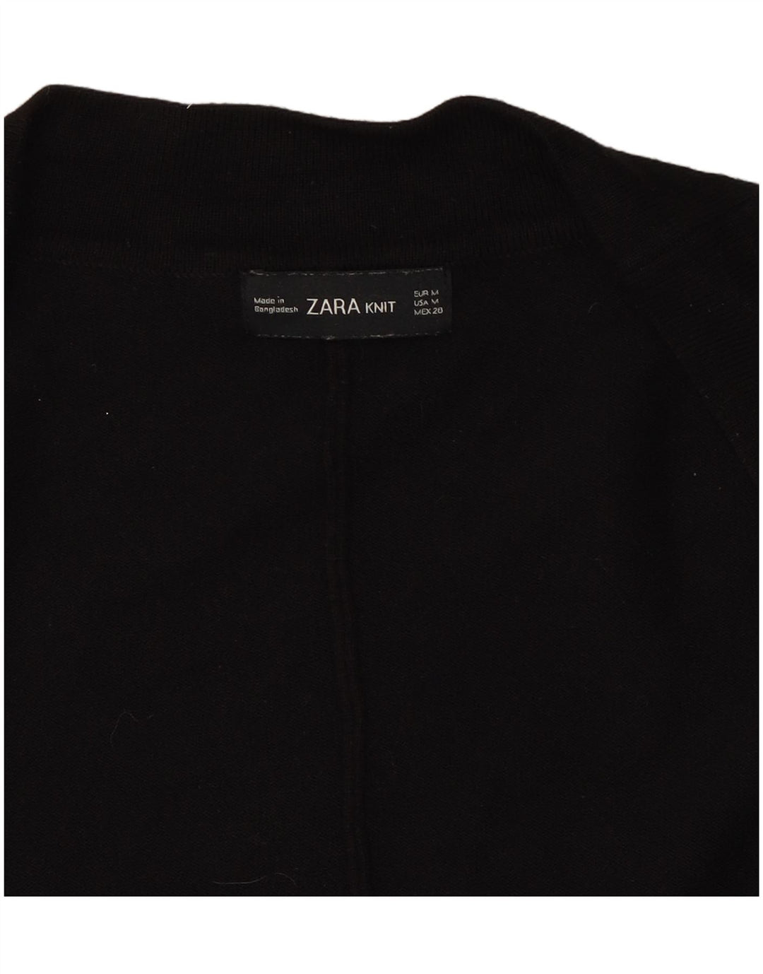 ZARA Womens 3/4 Sleeve Open Cardigan Sweater UK 14 Medium Black