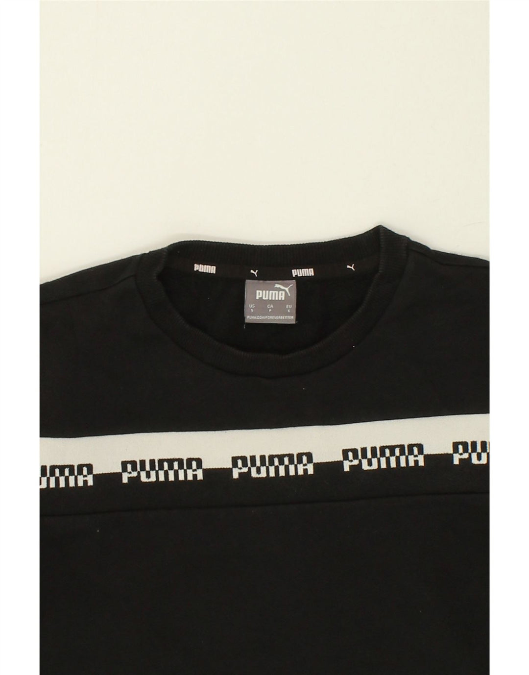 PUMA Mens Graphic Sweatshirt Jumper Small Black Cotton Vintage Puma and Second-Hand Puma from Messina Hembry 