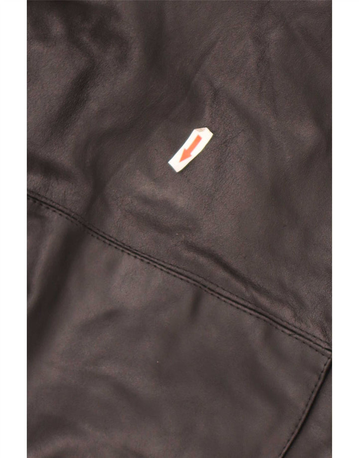 Chaqueta de cuero vintage para hombre IT 54 2XL cuero negro