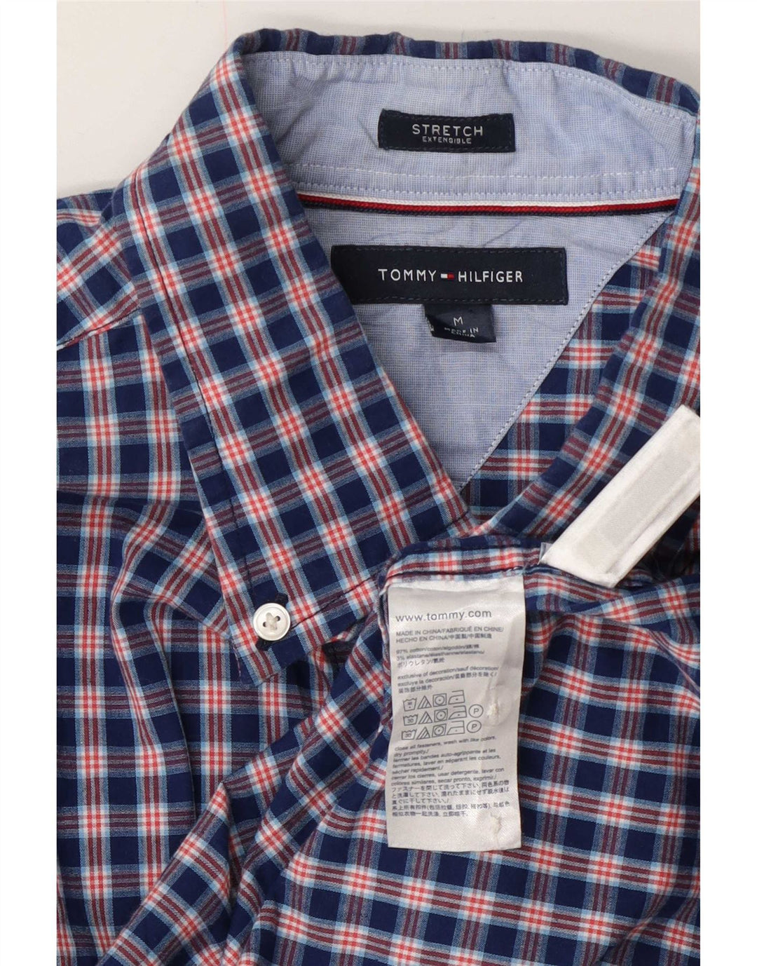 Camisa Tommy Hilfiger Hombre Algodón Azul Marino Mediano A Cuadros