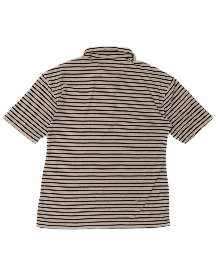 Polo Lacoste para hombre talla 4 mediano blanco a rayas