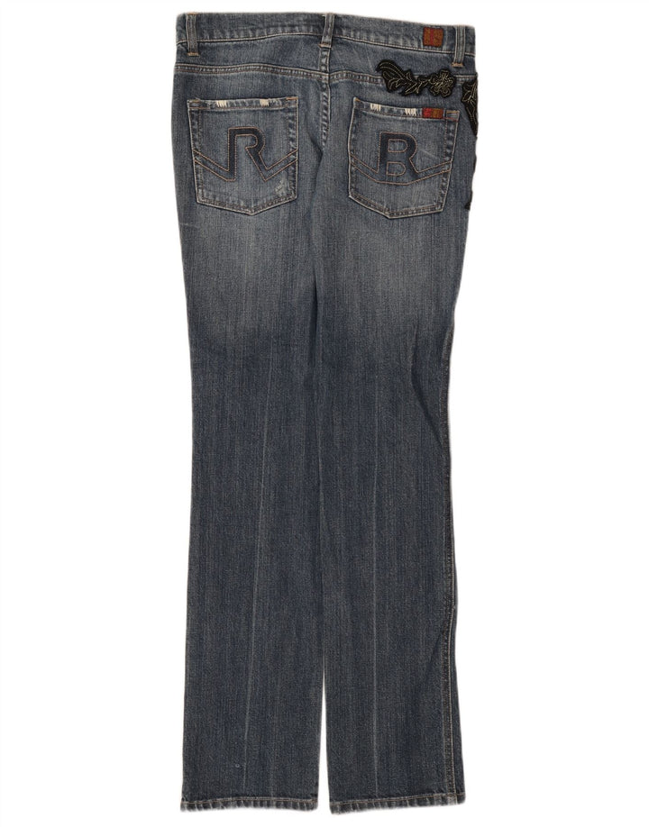 Roccobarocco Jeans Bootcut para Mujer IT 42 Mediano W28 L32 Azul Floral
