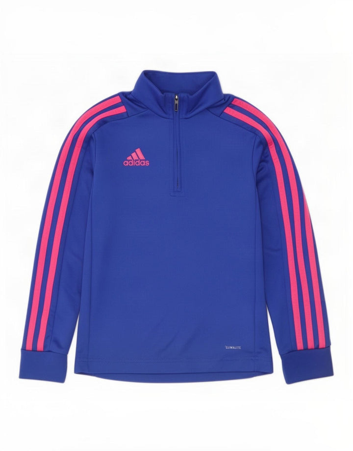 Adidas Niñas Climalite Zip Neck Jersey Chándal Top 7-8 Años Azul