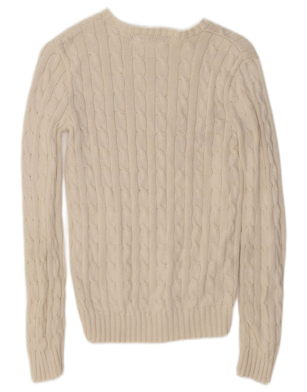 Ralph Lauren - Jersey para mujer con cuello de barco, talla 6, XS, algodón blanco