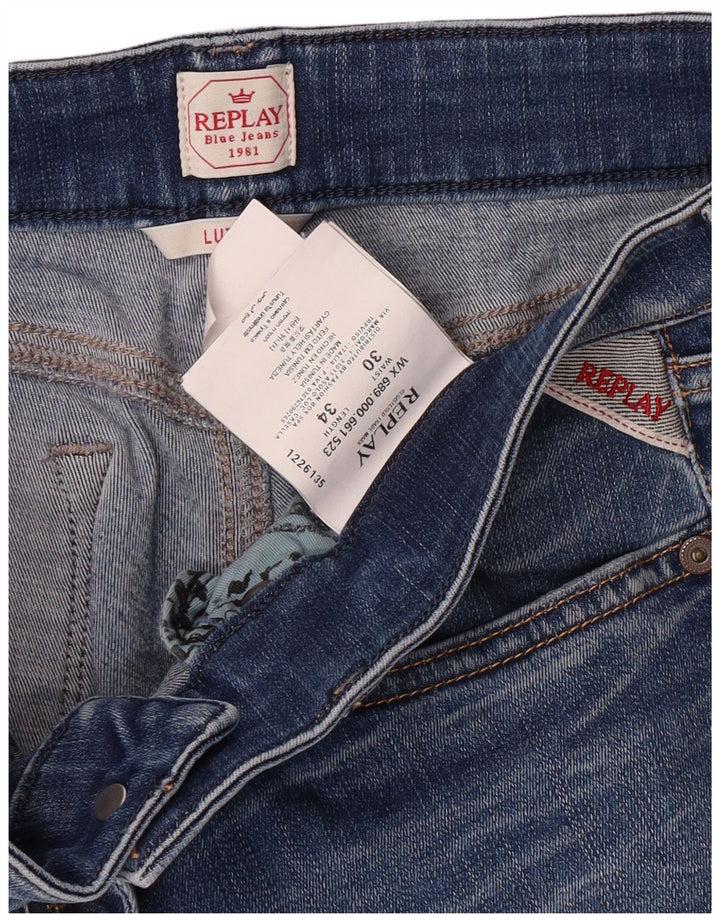 REPLAY Mujer Luz Skinny Jeans W30 L34 Algodón Azul