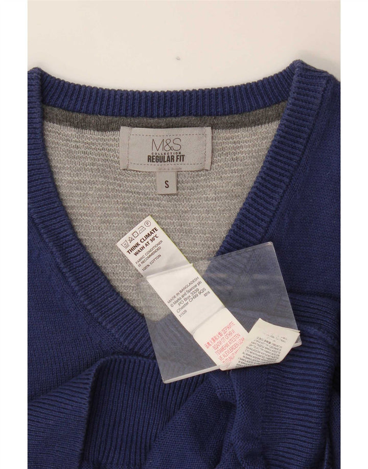 Marks & Spencer - Camiseta sin mangas para hombre, talla pequeña, algodón azul marino