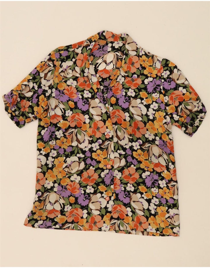 VINTAGE Womens Short Sleeve Shirt UK 14 Medium Multicoloured Floral Vintage Vintage and Second-Hand Vintage from Messina Hembry 