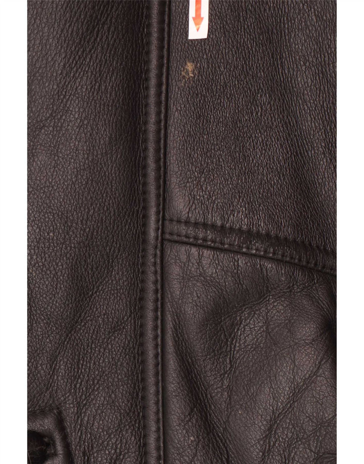 Vintage hombres shearling chaqueta IT 50 grande negro
