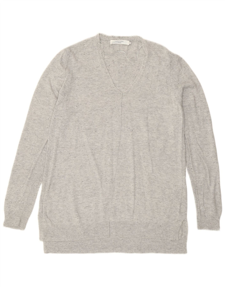 John Lewis Suéter tipo jersey con cuello en V para mujer UK 12 Nylon moteado gris medio