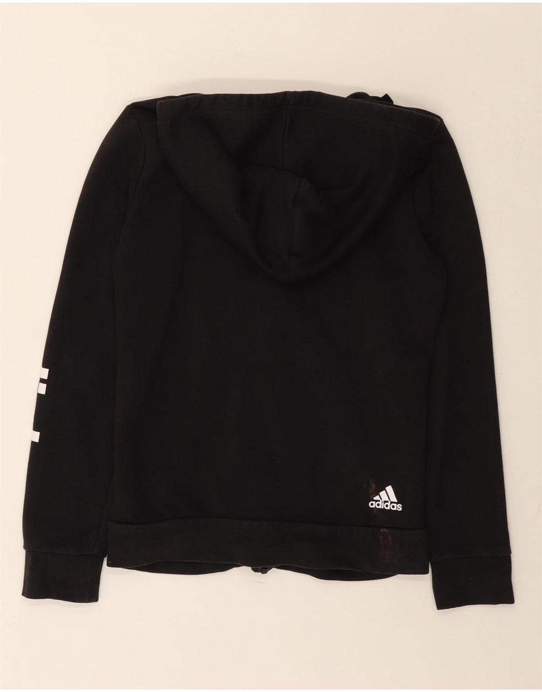 ADIDAS Sudadera con capucha y cremallera gráfica para mujer Reino Unido 12 Mediano Negro