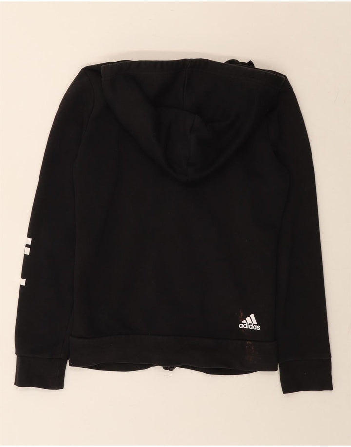ADIDAS Sudadera con capucha y cremallera gráfica para mujer Reino Unido 12 Mediano Negro