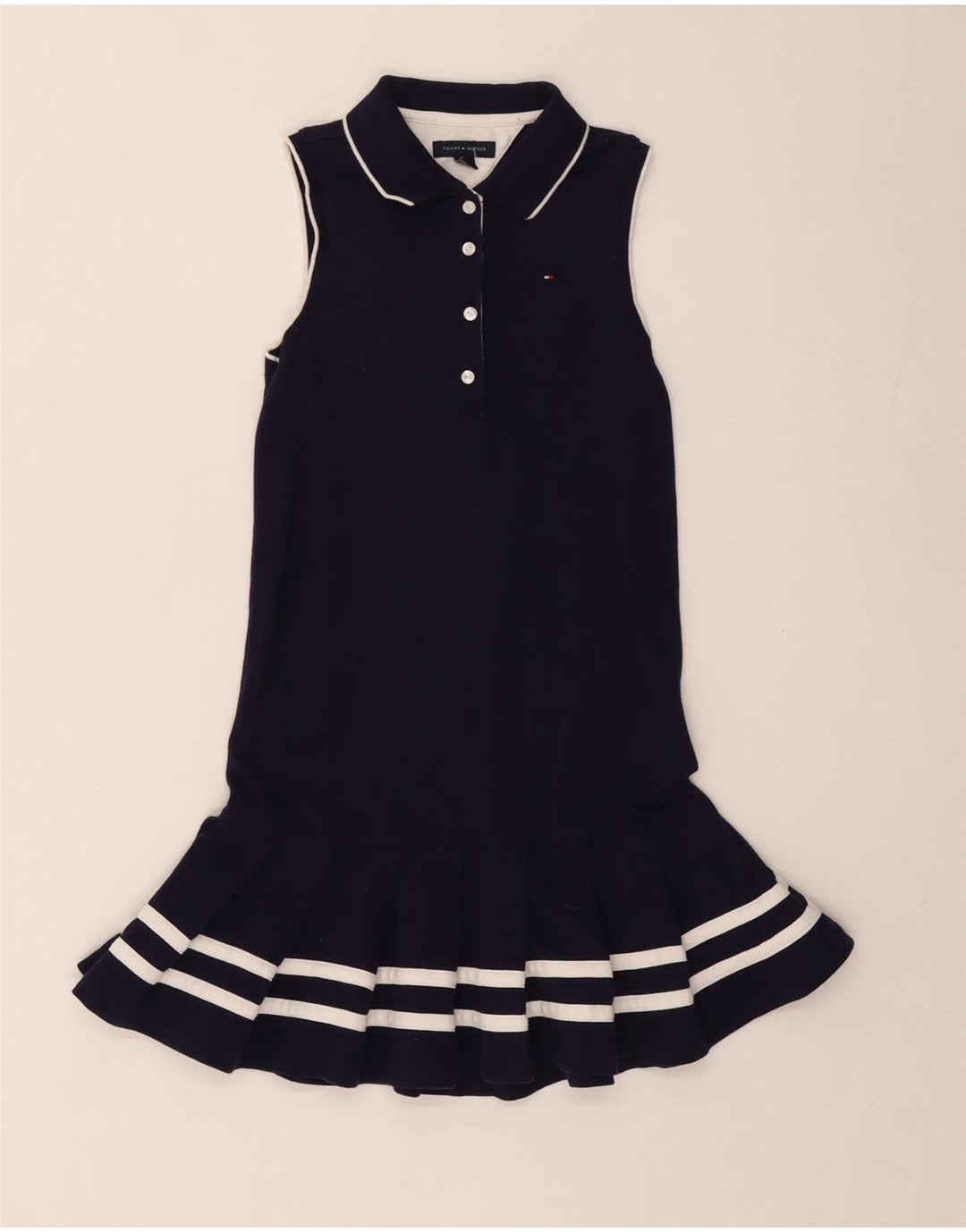 Tommy Hilfiger Vestido polo para niña 9-10 años Algodón a rayas azul marino