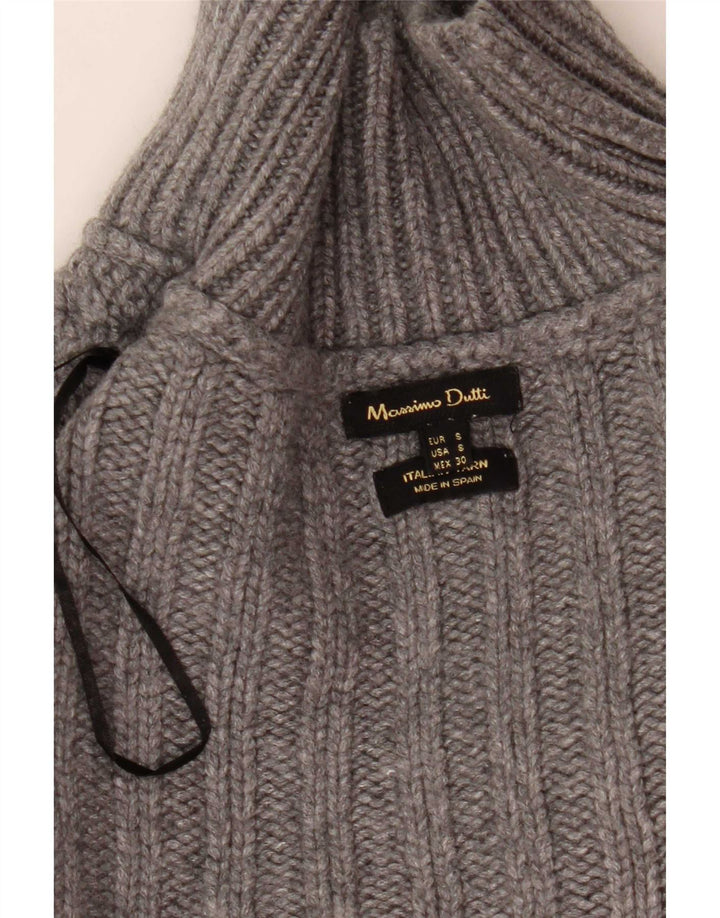 Massimo Dutti Jersey Corto con Cuello Alto para Mujer UK 10 Small Gris