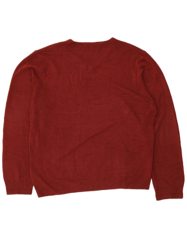 Marks & Spencer Suéter con cuello en V para hombre XL Acrílico burdeos