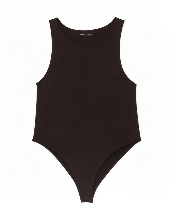 Zara Body Sin Mangas Mujer UK 44 Grande Negro