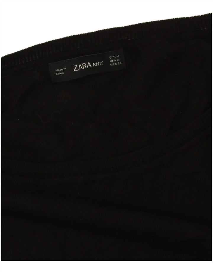 Zara - Jersey extragrande con cuello barco para mujer, talla 40, talla M, color negro