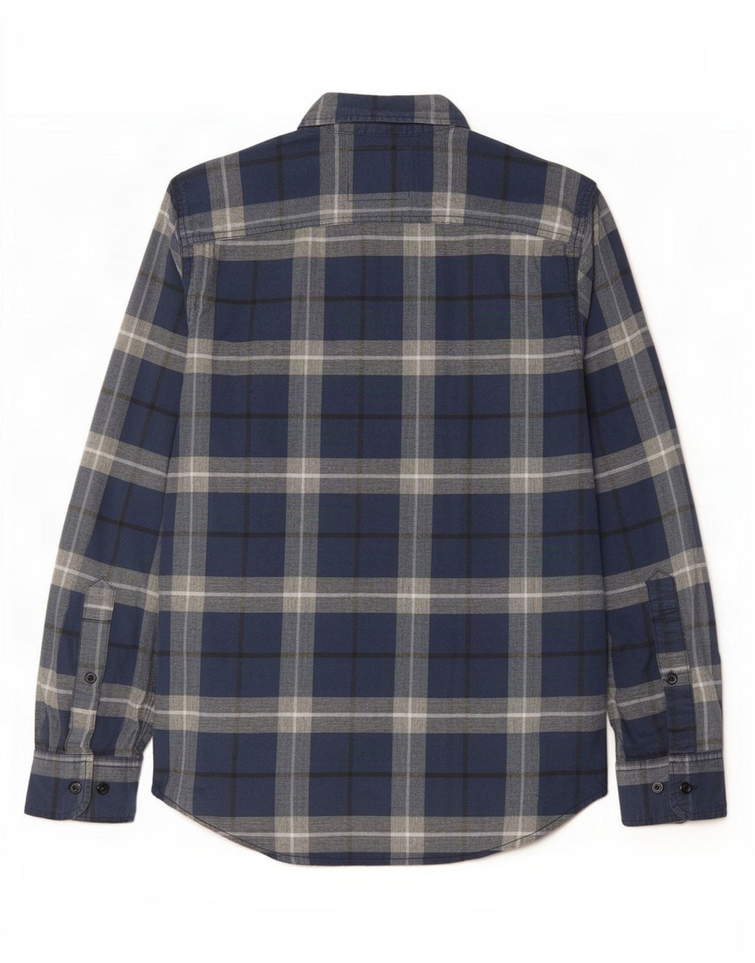 Camisa Hollister Stretch Hombre Pequeña Algodón A Cuadros Azul Marino