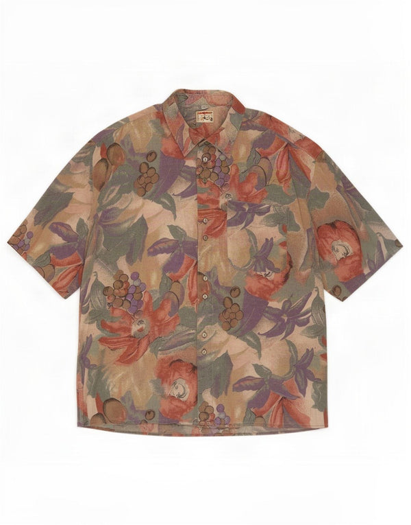 Camisa Vintage Hombre Manga Corta XL Multicolor Floral